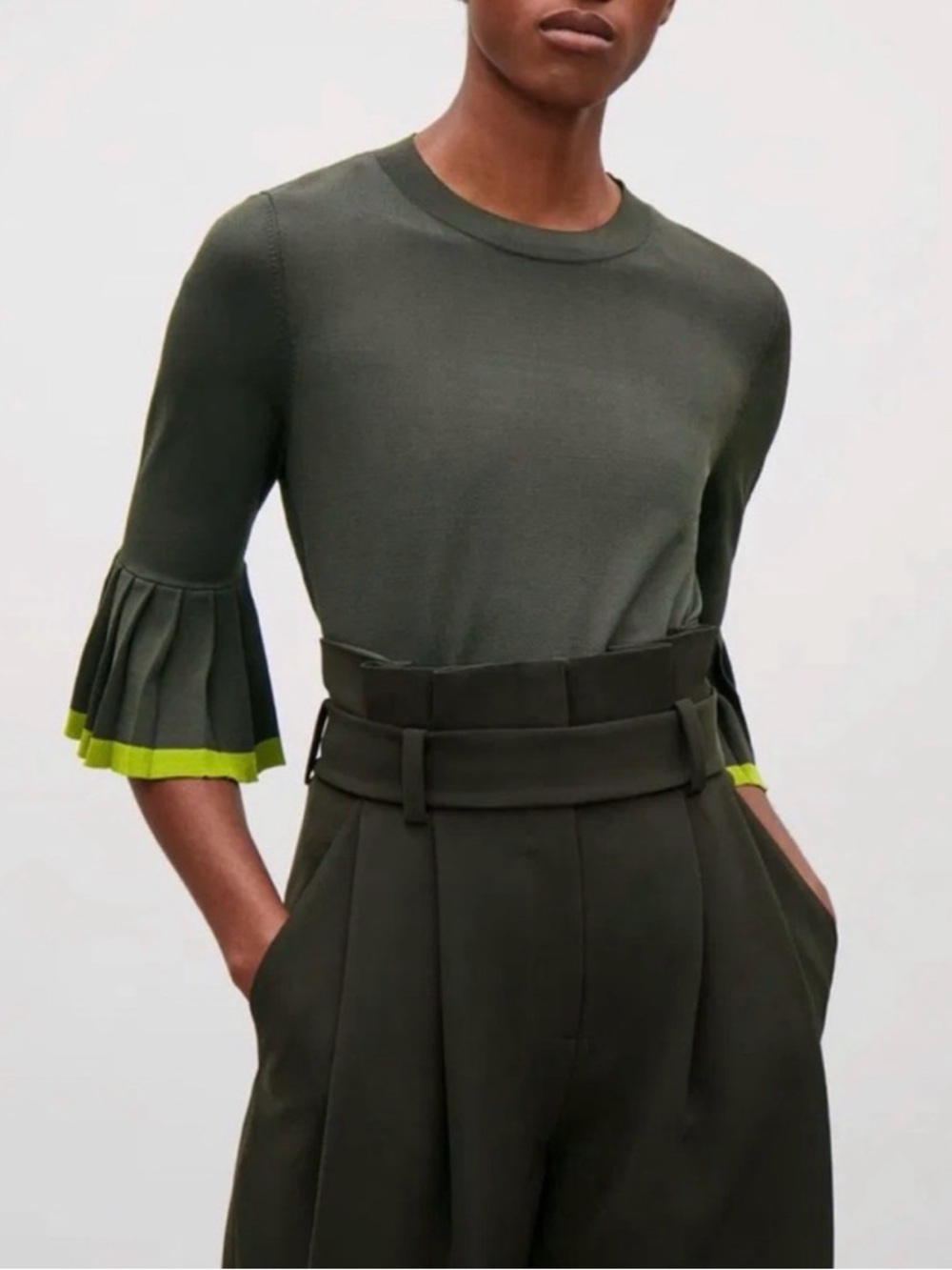 COS Pleated Bell Sleeve Knit Top